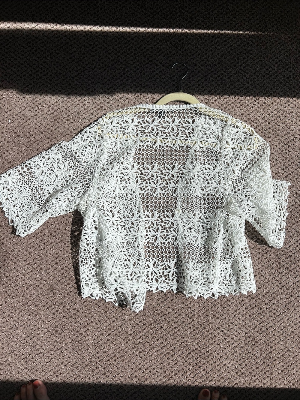 White Crochet Lace Open Front Cardigan - Picture 3 of 3